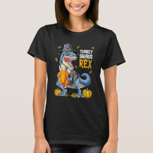 Dino kalkoen dinosaurus rex pelgrimsfeest jongens t-shirt