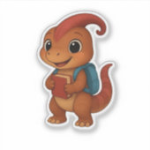 Dino Kammli mit Rucksack & Schulbuch Sticker (Voorkant)