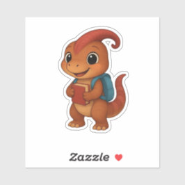 Dino Kammli mit Rucksack & Schulbuch Sticker