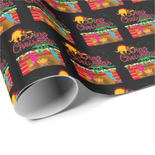 Dino Kerstmis - Dinosaur Stockings Cadeaupapier