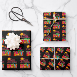 Dino Kerstmis - Dinosaur Stockings Inpakpapier Vel