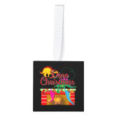 Dino Kerstmis - Dinosaur Stockings Kubus Ornament (Voorkant)