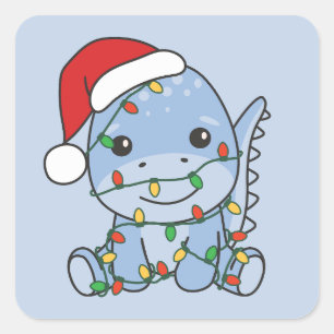 Dino Kerstmis Winter Dieren Vakantie Dino's Vierkante Sticker