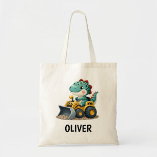 Dino Kind op Geel Bouwmaterieel Tote Bag