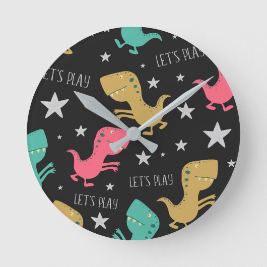 Dino Kind Wall Clock Ronde Klok (Voorkant)