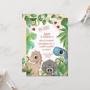 Dino Kinderen 4e Verjaardag Kaart