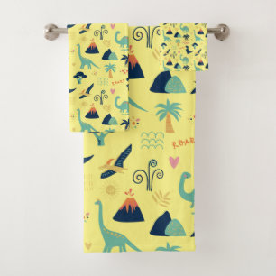 Dino Land Yellow Bad Handdoek