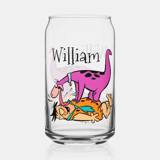Dino Licking Fred Flintstone Blikvorm Glas (Achterkant)