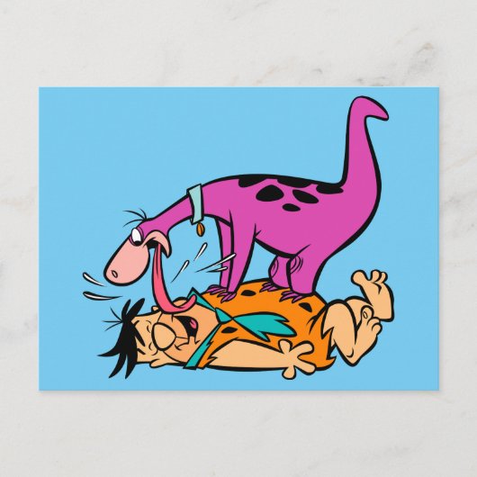 Dino Licking Fred Flintstone Briefkaart (Voorkant)
