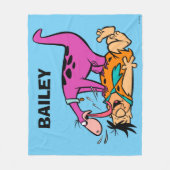 Dino Licking Fred Flintstone Fleece Deken (Voorkant)