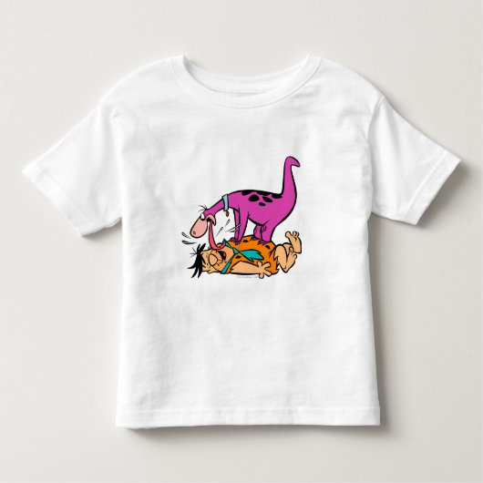Dino Licking Fred Flintstone Kinder Shirts (Voorkant)