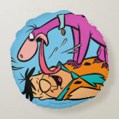Dino Licking Fred Flintstone Rond Kussen (Achterkant)
