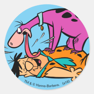 Dino Licking Fred Flintstone Ronde Sticker