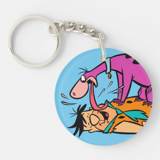 Dino Licking Fred Flintstone Sleutelhanger (Voorkant)