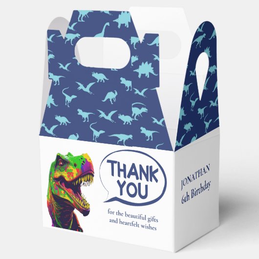 Dino marineblauw Favor Box Bedankdoosjes (Geopend)