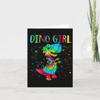 Dino Meisje Dinosaur Liefhebber Tie Dye Schattige Kaart