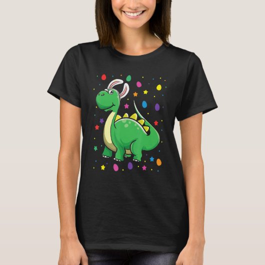 Dino met Bunny Ears Funny Egg Hunting Dinosaur Ea T-shirt (Voorkant)
