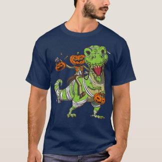 Dino met Skeleton en Pumpkin Happy Halloween T-shirt
