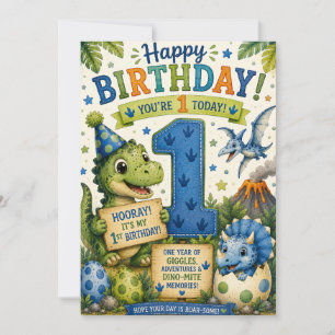 Dino-Mite 1e verjaardag Kaart