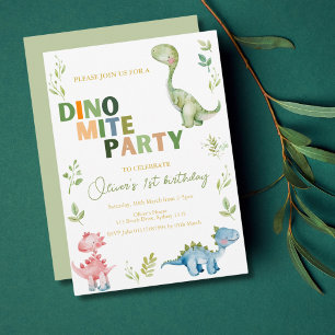 Dino-mite 1e verjaardagsfeestje kaart