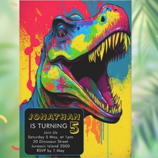 Dino-Mite 5e verjaardag Kaart