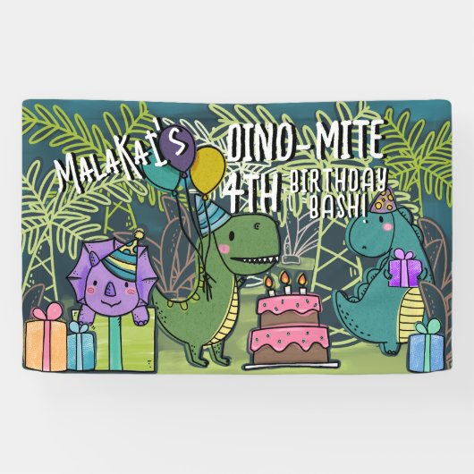 Dino-Mite Bannière du Dinosaure pour la fête d'ann (Horizontal)