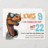 Dino-mite Birthday Bash: brullen met de T-Rex Kaart (Voorkant / Achterkant)