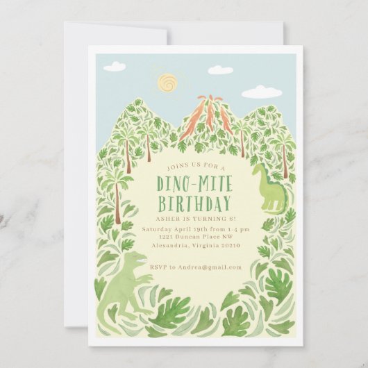 Dino-mite Birthday Party Kaart (Voorkant)