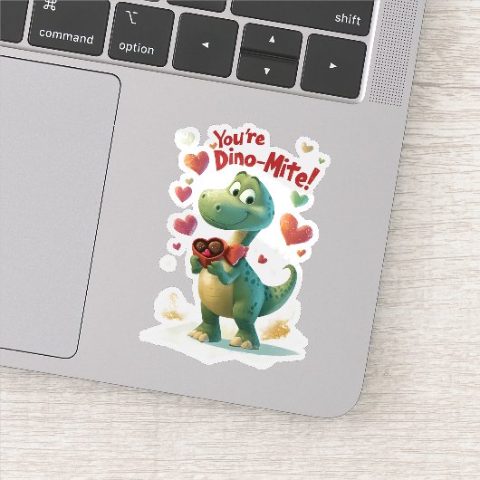 Dino-mite Child's Valentijnsdag Kaart Sticker (Detail)