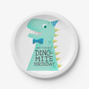 DINO-MITE Dinosaur Boys Birthday Party Papieren Bordje