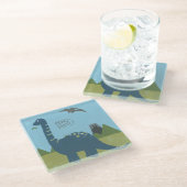 Dino-mite Dinosaur Glazen Onderzetter (Schuin)