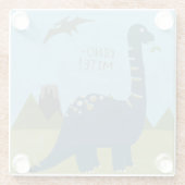 Dino-mite Dinosaur Glazen Onderzetter (Achterkant)