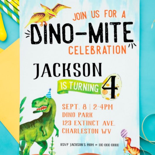 Dino-Mite Dinosaur Invitation Anniversaire