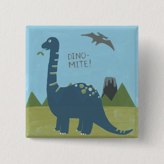 Dino-mite Dinosaur Vierkante Button 5,1 Cm (Voorkant)