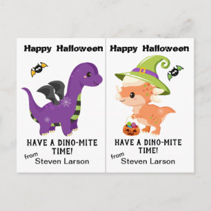 Dino-Mite Dinosauriërs Schoolfeest Halloween Kaart