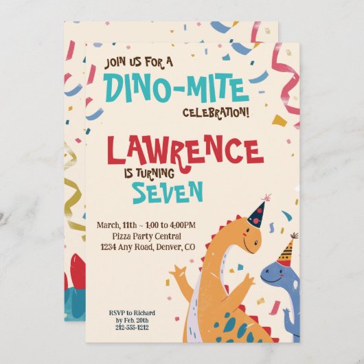Dino-Mite Feestelijke Dinosaurus Verjaardagsfeest Kaart (Voorkant / Achterkant)