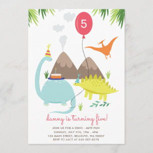 Dino Mite Fun Verjaardagsfeest uitnodiging