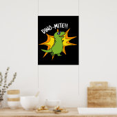 Dino-mite Funny TRex Dinosaur Pun Dark BG Poster (Keuken)