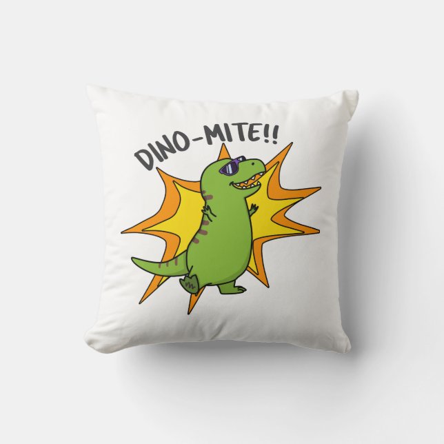 Dino-mite Funny TRex Dinosaur Pun Kussen (Voorkant)