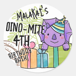 Dino-Mite Kind verjaardagsfeest dinosaurus Ronde Sticker