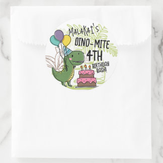 Dino-Mite Kind verjaardagsfeest dinosaurus Ronde Sticker