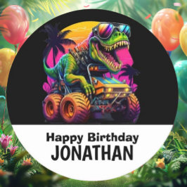 Dino-Mite Monster Truck Verjaardagsfeest Papieren Bordje