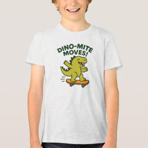 Dino-Mite Moves Cool Skateboardende Dinosaurus Tri-Blend Shirt