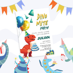 Dino Mite Party Tyrex Dinosaurus Verjaardag Kaart