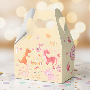 Dino-mite roze dino verjaardag partij bedankdoosjes