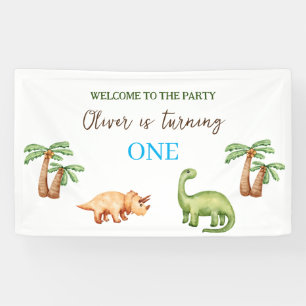Dino-mite t-rex verjaardagsfeest spandoek