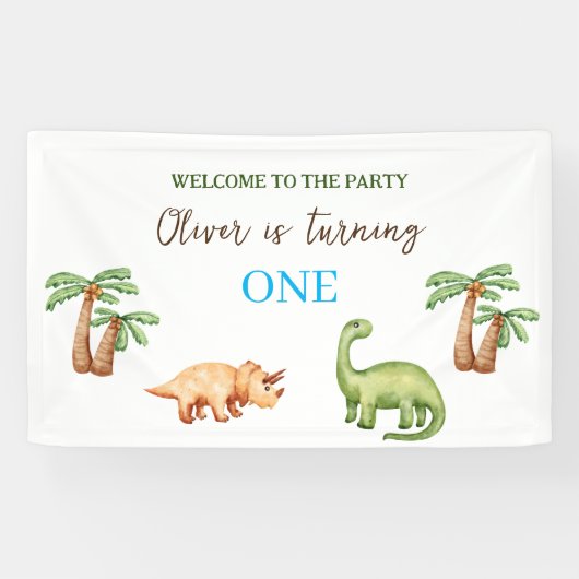 Dino-mite t-rex verjaardagsfeest spandoek (Horizontaal)