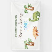 Dino-mite t-rex verjaardagsfeest spandoek (Verticaal)