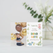 Dino-mite verjaardag foto briefkaart (Staand voorkant)