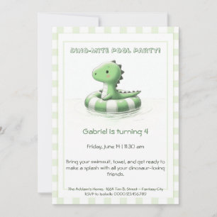 Dino-Mite Verjaardag Pool Party Uitnodiging